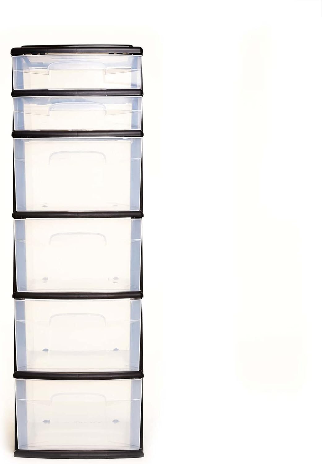 HOMZ Drawer Tower, 6-Tier Storage for Home Organization, Black Frame