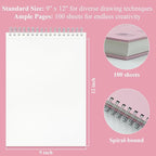 Cute Sketchbook Pink, 100 Sheets Girl Sketchbook 73lb/120gsm Drawing Paper - Image 2