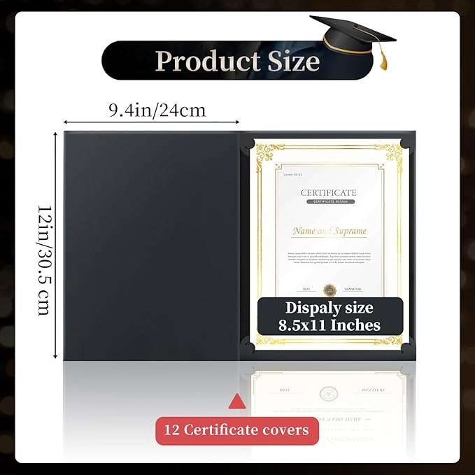 12 Packs Certificate Covers, Certificate Holders Gold Foil Border, - Image 2