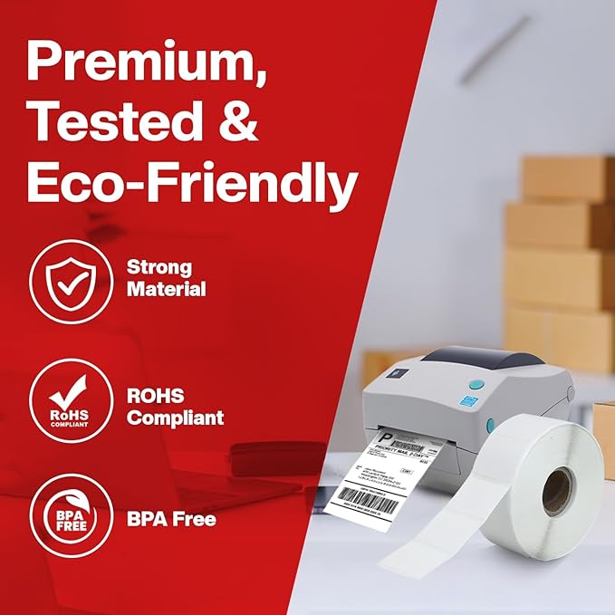 1 1/4” × 1”Direct Thermal Printer Labels, 10 Rolls, 800 Matte White Thermal - Image 6