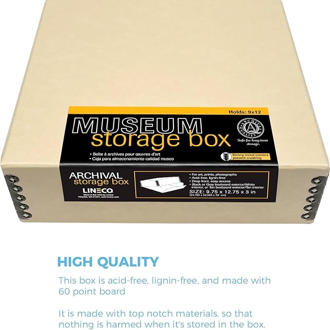 Lineco Museum Archival Storage Box, 9.75x12.75x3 in. Drop Front Design. - Image 5