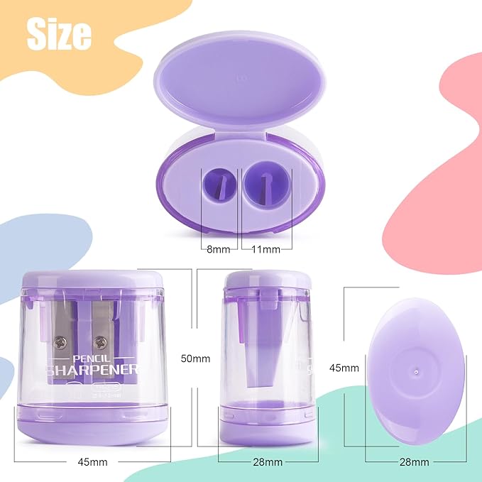 4 Pack Pencil Sharpeners Manual Dual Holes Compact Colored Handheld Pencil - Image 2