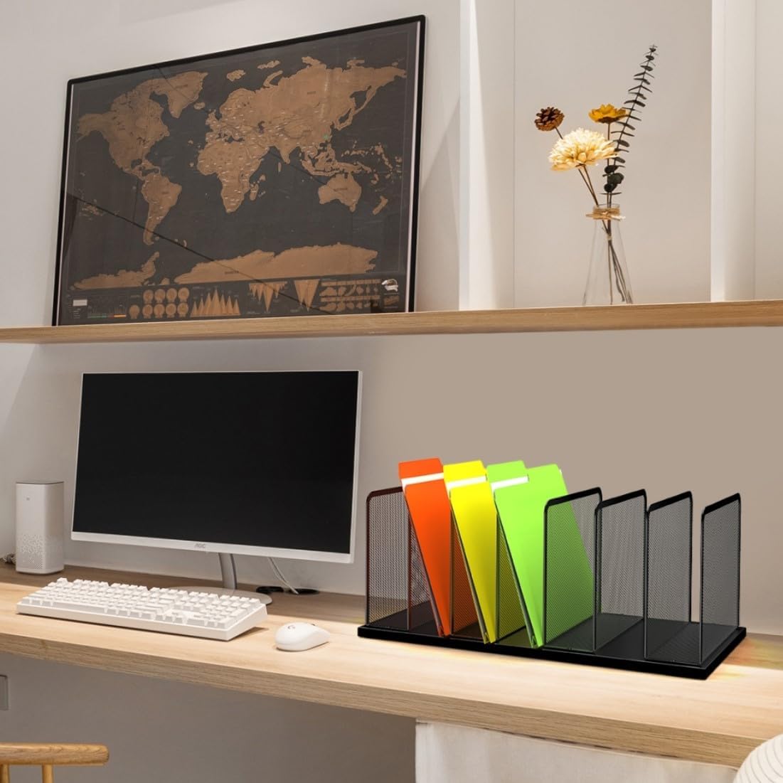 Kuntine.B 7-Section Upright Desk File Organizer Black 2 Pack