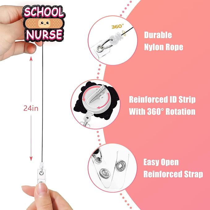 Aoryalps School Nurse Retractable Badge Reel Holder Retractable - Image 5