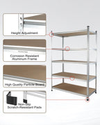 workpro 5-tier shelving, 48”w x 24”d x 72”h, side view