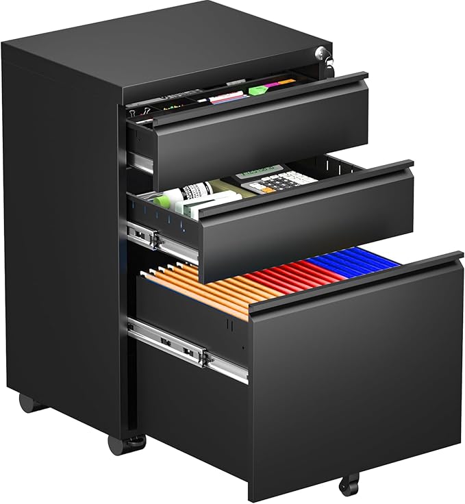 INTERGREAT 3 Drawer File Cabinet, Metal Filling Cabinets - Image 10