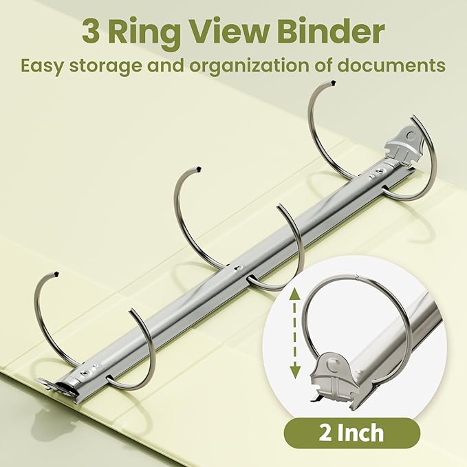 SUNEE 3 Ring Binder 2 Inch 1 Pack, Light Yellow - Image 3