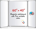 60” x 40” Foldable Whiteboard Dry Erase Board Large Tri Folding Whiteboard