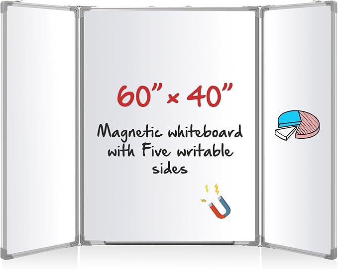 60” x 40” Foldable Whiteboard Dry Erase Board Large Tri Folding Whiteboard by Unknown