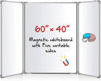 60” x 40” Foldable Whiteboard Dry Erase Board Large Tri Folding Whiteboard by Unknown