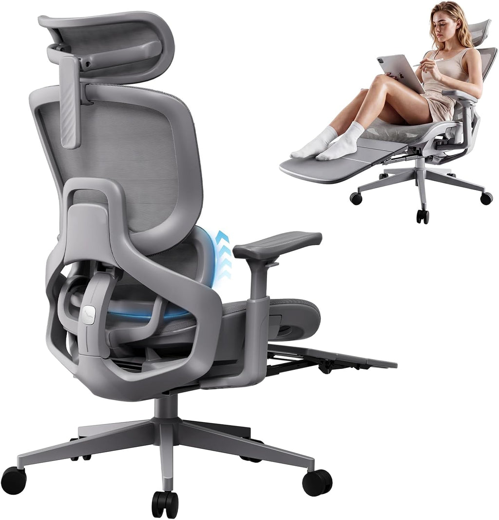 flow360 ergonomic mesh office chair with footrest, big&tall, main product view
