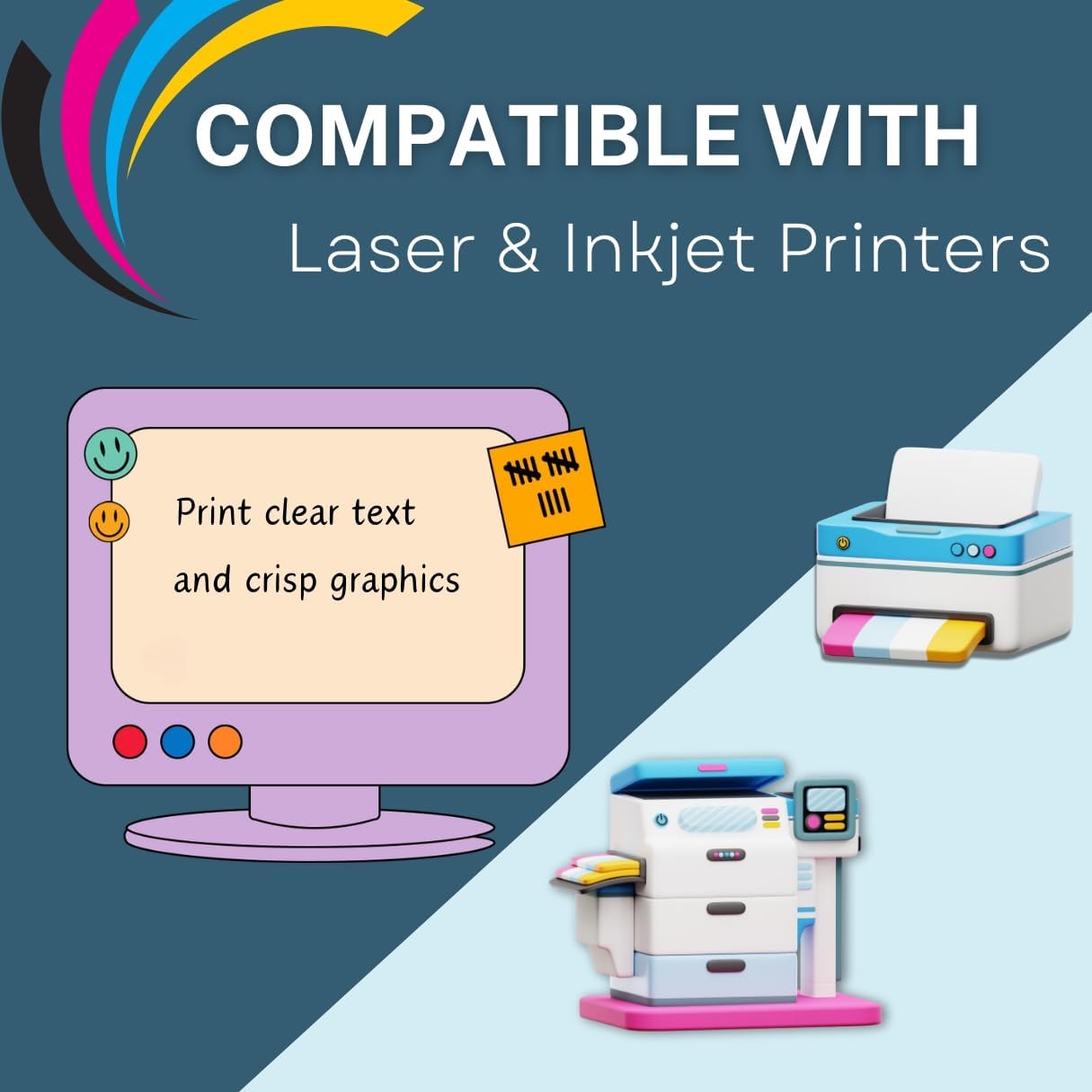 Sticker Printer Paper Shipping Labels Full Sheet with Self Adhesive, Square Corner, for Laser & Inkjet Printers, 8.5 x 11 Inch White (25 Labels)