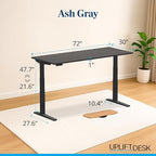UPLIFTDESK V3 2-Leg Ash Gray Laminate Wood Standing Desk – Adjustable Height - Image 2