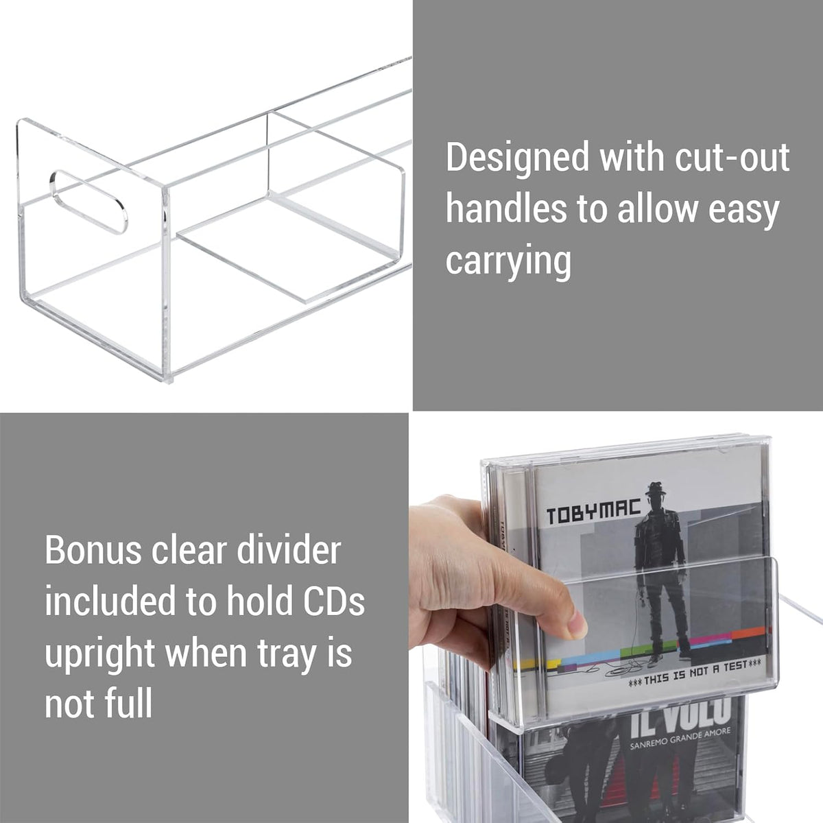 MyGift Modern Premium Clear Acrylic Stackable CD Holder Rack with Cutout Carr...