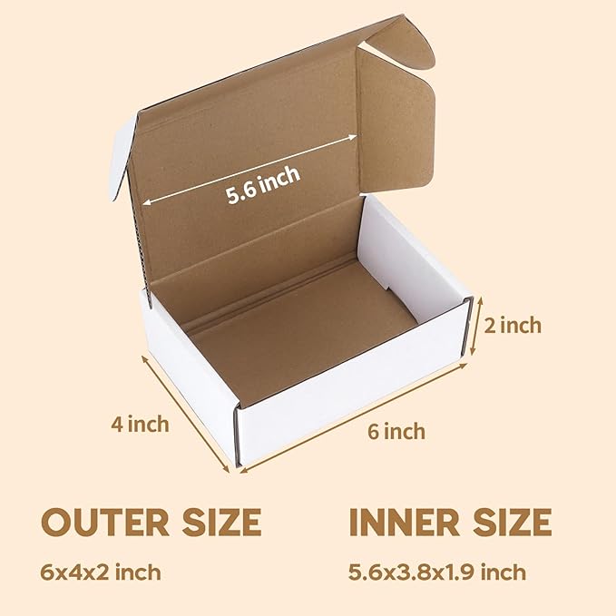 PHAREGE 6x4x2 inch Shipping Boxes Bulk 25 Pack White, Tab Lock Tuck Top Mailer - Image 2