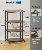 Ardier Media Stand with Two Detachable Baskets, 4-Tier AV Media Stand Corner - Image 4