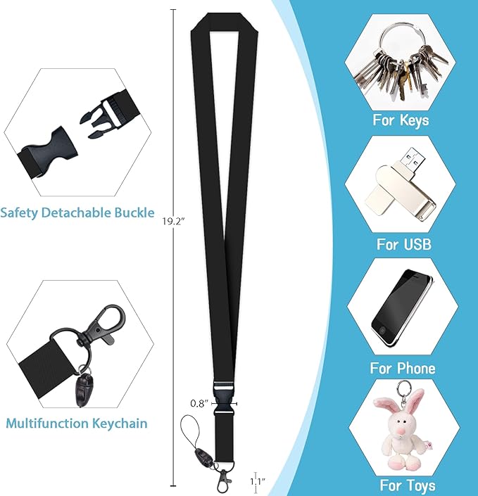 Black Badge Holder Retractable Lanyard, Lanyards - Image 5