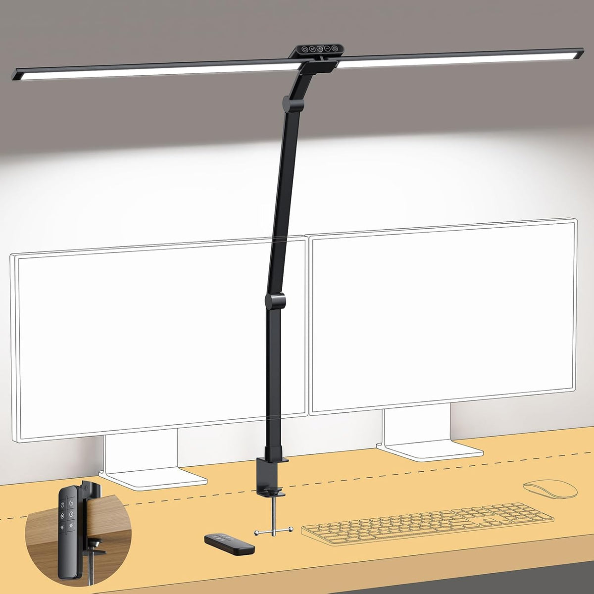 TROND LED Desk Lamp with Clamp, 29.55'' Tall Desk Light with Remote, ...