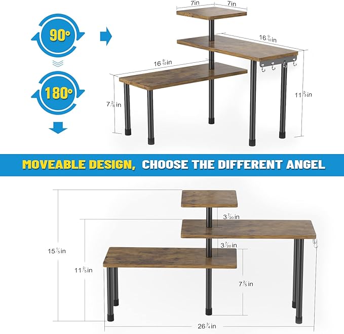 JayRex Countertop Organizer Organization, 3 Tier Moveable Corner Shelf Organizer - Image 2