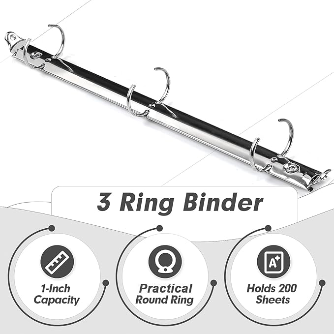 3 Ring Binder 1 Inch, PANDRI 12 Pack 1-Inch Binder Fits Letter Size 8.5'' x - Image 4