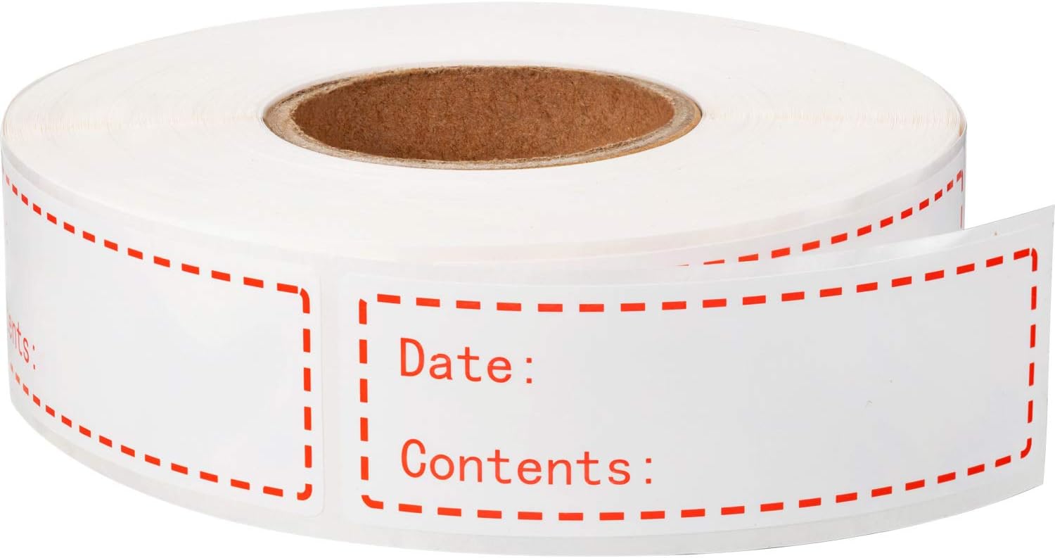 500 Pieces Food Freezer Labels 1 x 3 inches Self-Adhesive Removable Storage Refrigerator Food Date Labels Easy Clean Leaves No Residue (Red)