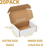 PHAREGE 6x4x2 Inch Shipping Boxes 20 Pack White, Tab Lock Tuck Top Mailer Boxes - Image 2
