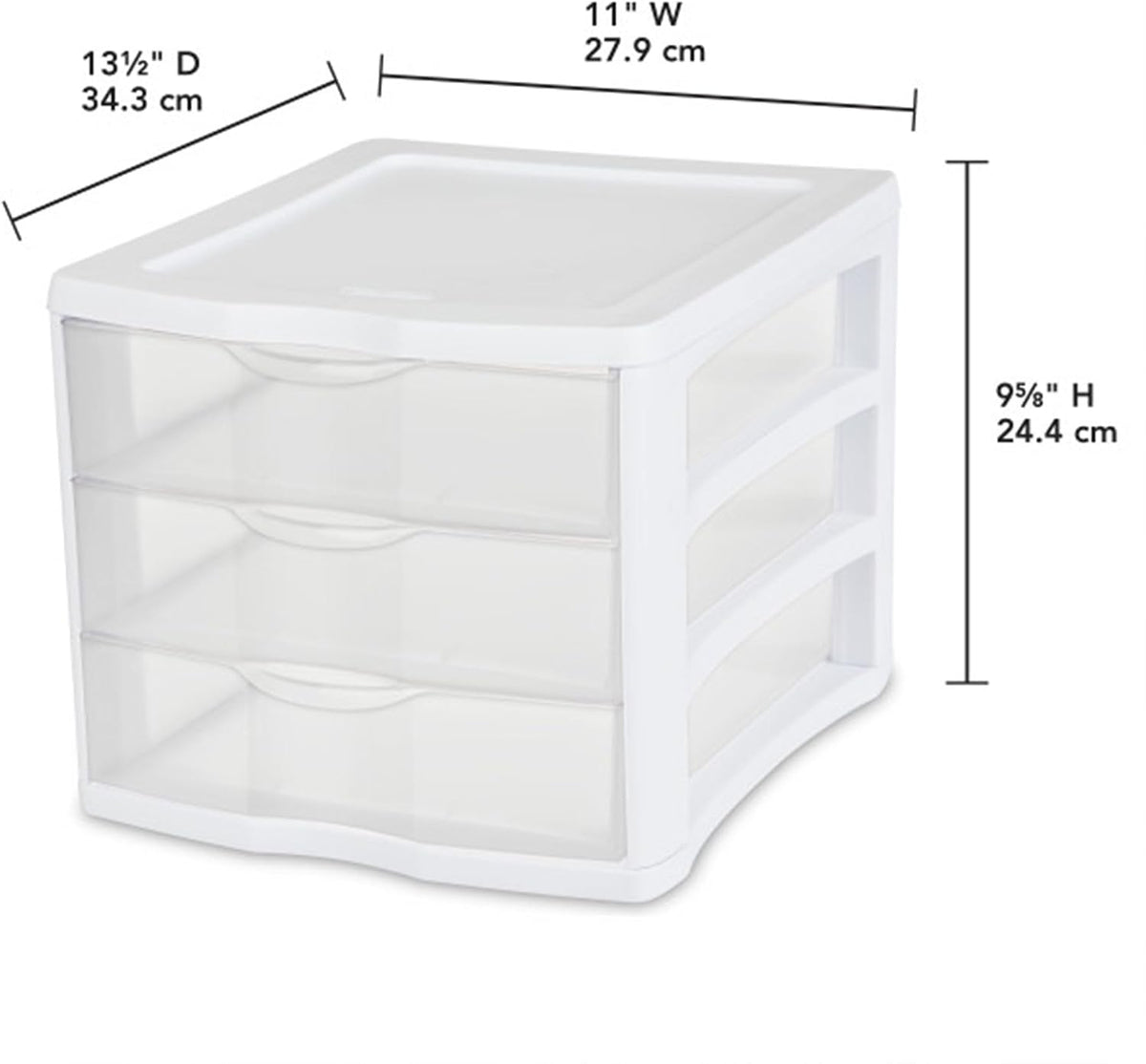 Sterilite Wide 3-Drawer Storage Unit for Bedroom and Dresser, 4-Pack