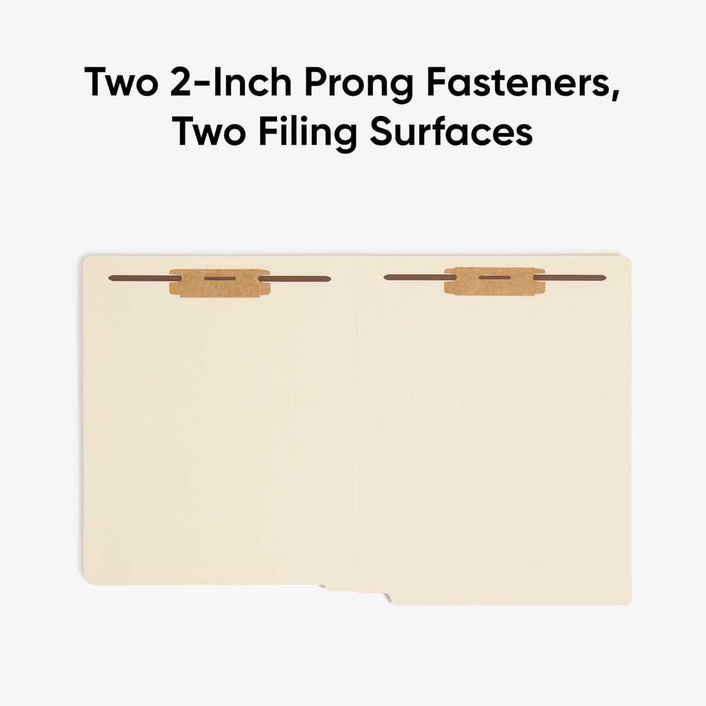 Smead Heavyweight End Tab Fastener File Folder, Shelf-Master® Reinforced Straight-Cut Tab, 2 Fasteners, Letter Size, Manila, 50 per Box (34215)
