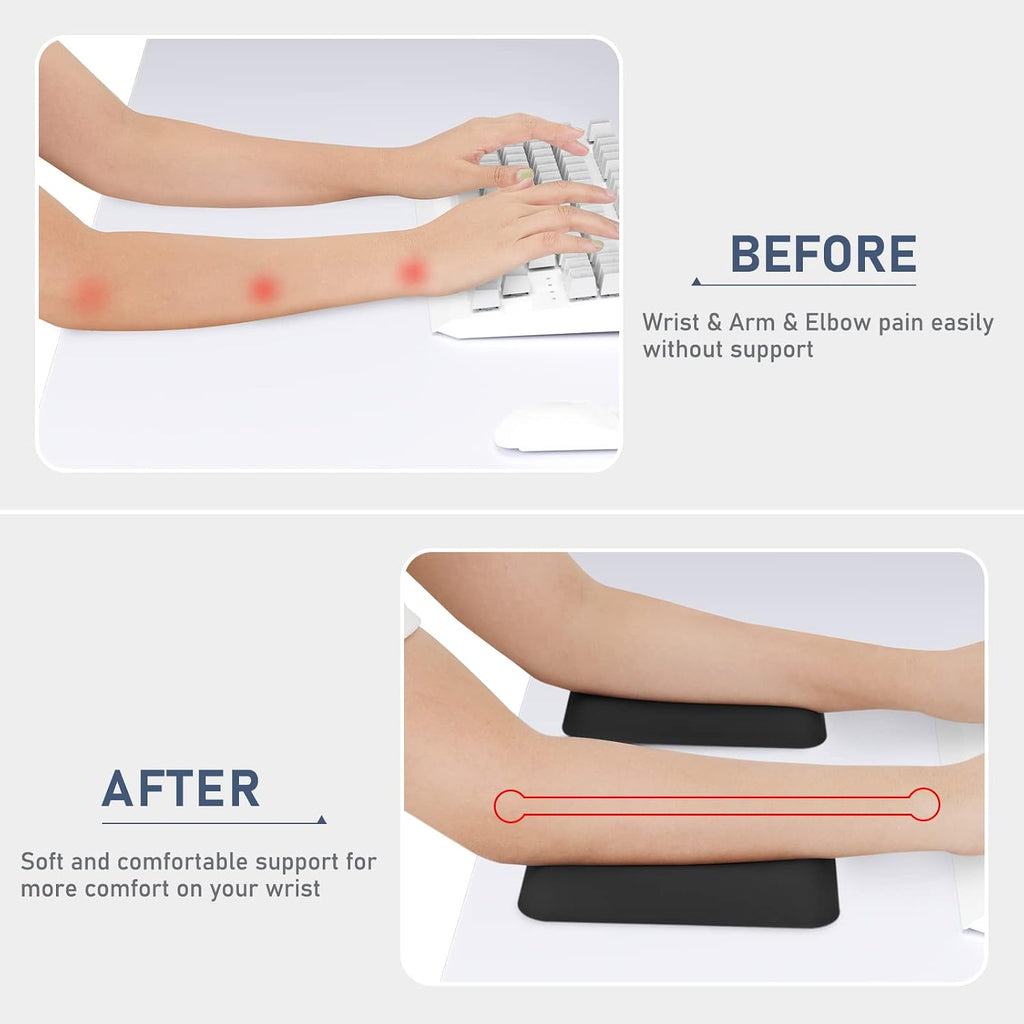 Leolee Elbow Rest Pads for Desk, Black Ergonomic Arm Rest Pads | Memory Foam & Non-Slip Base, Armrest Cushion Support Pad Relieve Elbow and Wrist Pain for Computer, Office, 1 Pack