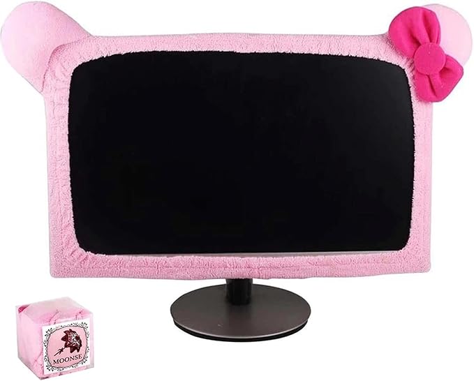 Monfurise 1 Pcs Cute Cat Ear Computer Monitor Cover, Kawaii Pink Dustproof by Monfurise+