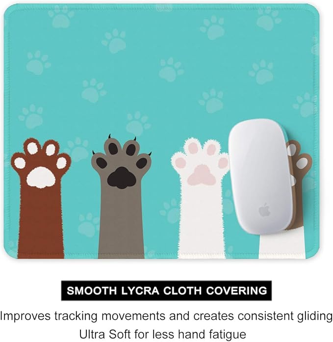 Auhoahsil Mouse Pad, 12 x 10 in Cute Cat Paws Theme Computer Mouse Pad - Image 4
