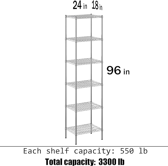 Regal Altair 18" Deep x 24" Wide x 96" Height Wire Shelving Kit | 6-Tier | NSF - Image 3
