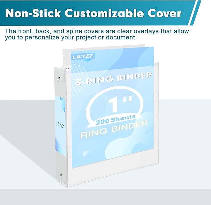 3 Ring Binder, LAYZZ 12 Pack 1 Inch Binders 3 Ring - Image 5