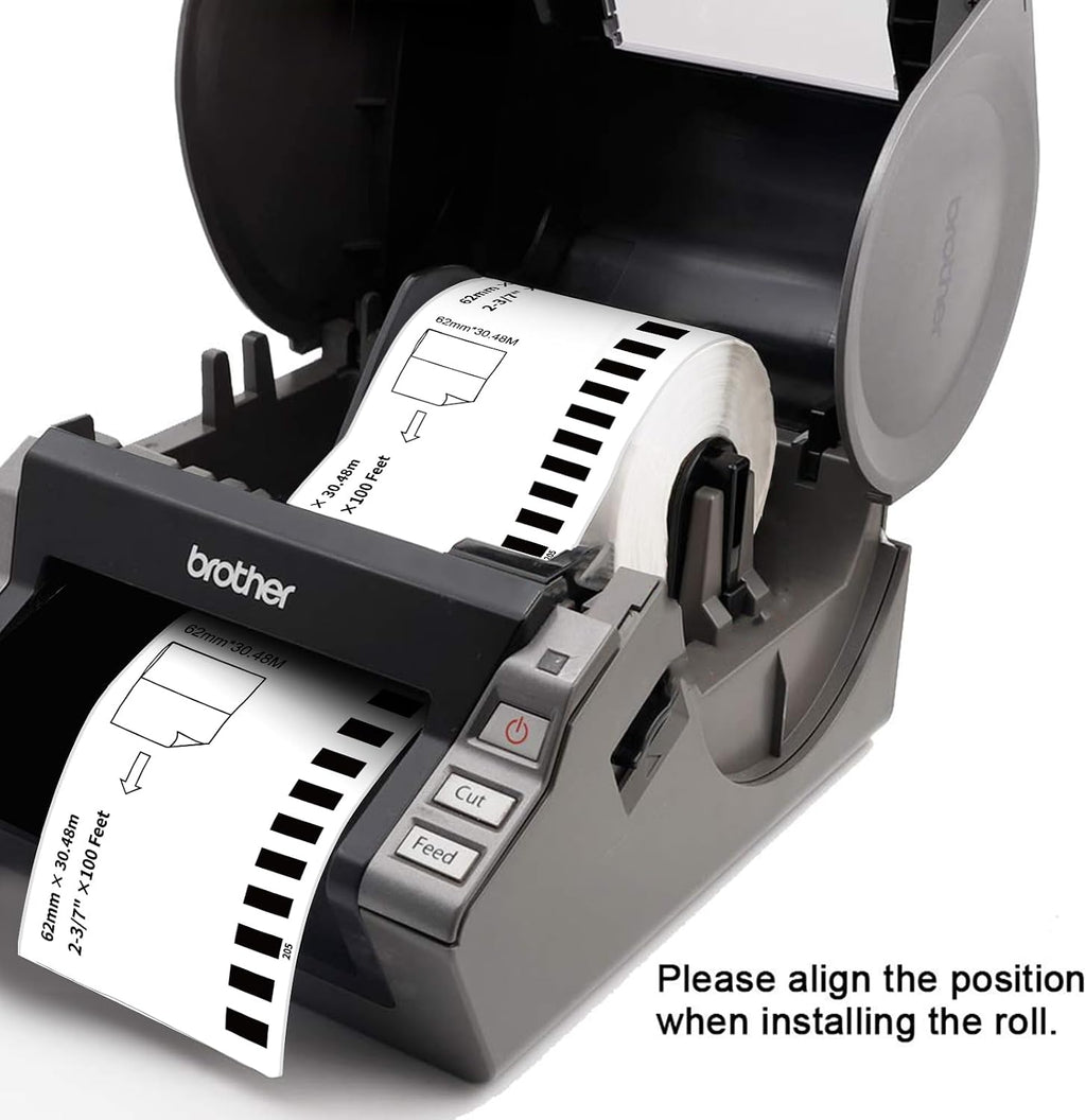 (12 Rolls + 1 Frame,30.48m Per Roll 3-Proof) Labelebal Dk 2-3/7" x 100' Direct Thermal Continuous Length Labels Replacement for DK-2205 Shipping Mailing Postage Compatible for Brother QL Printer