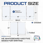 96” x 40 ” Foldable Whiteboard Dry Erase Board Large Tri Folding Whiteboard - Image 2
