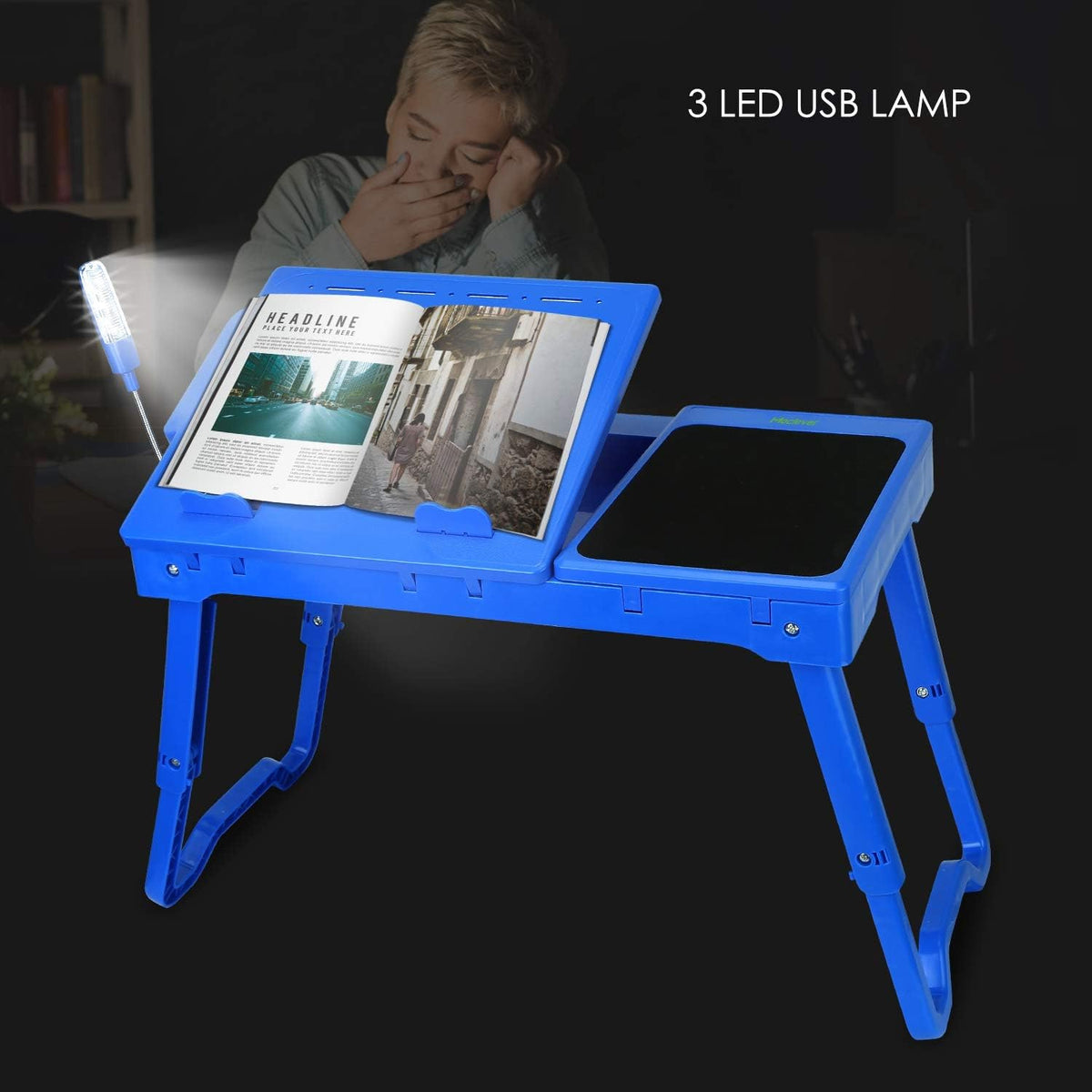 Moclever Laptop Table for Bed-Multi-Functional Laptop Bed Table Tray with Int...