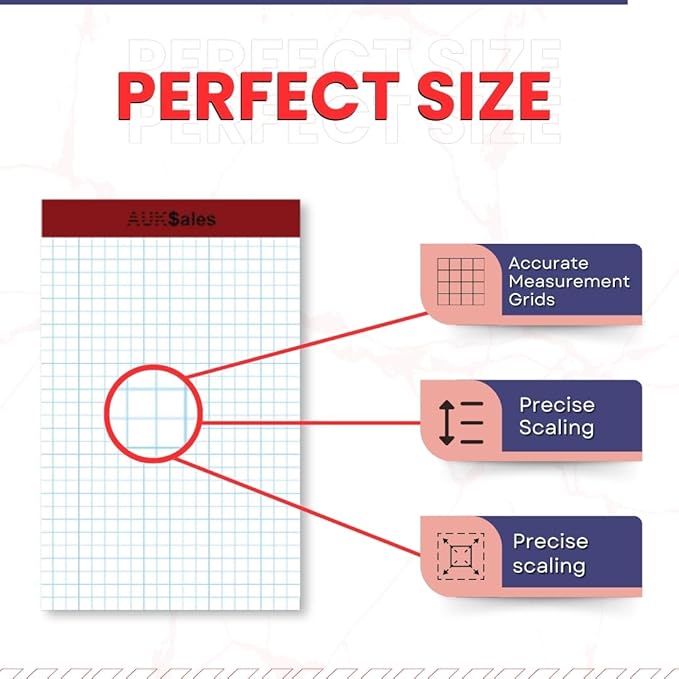 Grid Paper Pad 5x8 Inches, Graph Paper Pad 4x4, Grid Notepad, 24 Pack, 5x8 - Image 3