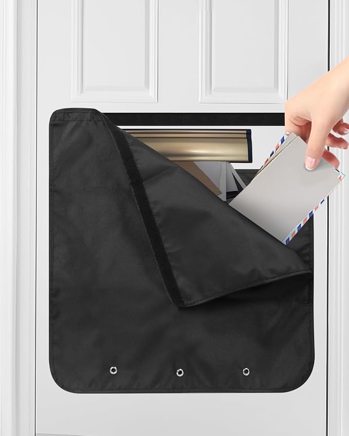 Uniclife Black Door Mail Slot Catcher Oxford Fabric Large Capacity Letter & by UnicLife