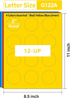 Gemsroyal 2 Inch Colored Round Labels Printable, 2 Colorful Custom Round - Image 2