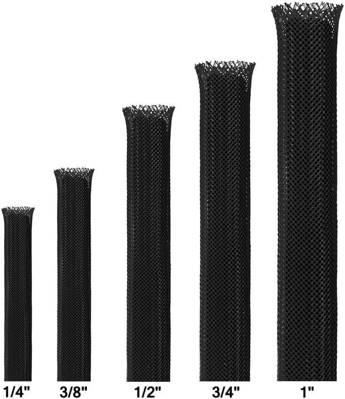 75ft Braided Wire Loom Sleeving Kit,Cable Management Sleeve,Wire Protector Tu...