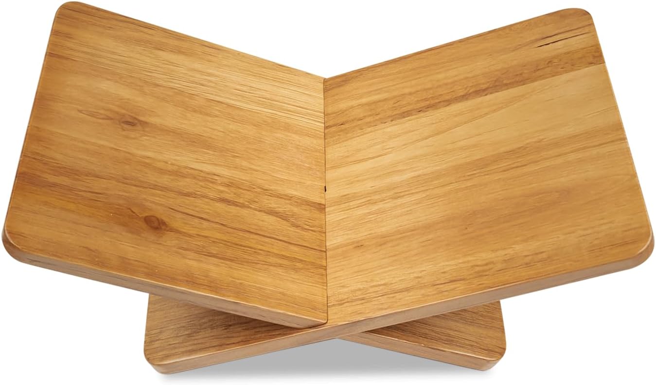 Wood Book Stand for Reading with Handles Large Wooden Book Holder for Display Open Bookstand for Recipe Cook Book