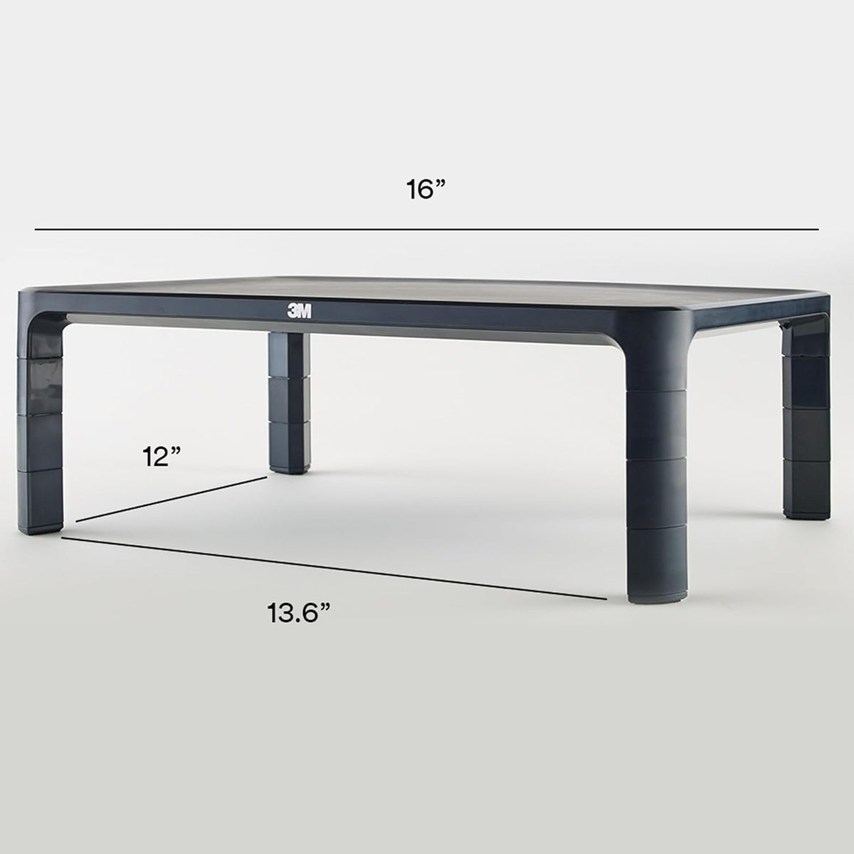 3M Adjustable Computer Monitor Stand, 16 in x 12 in x 13.6 in