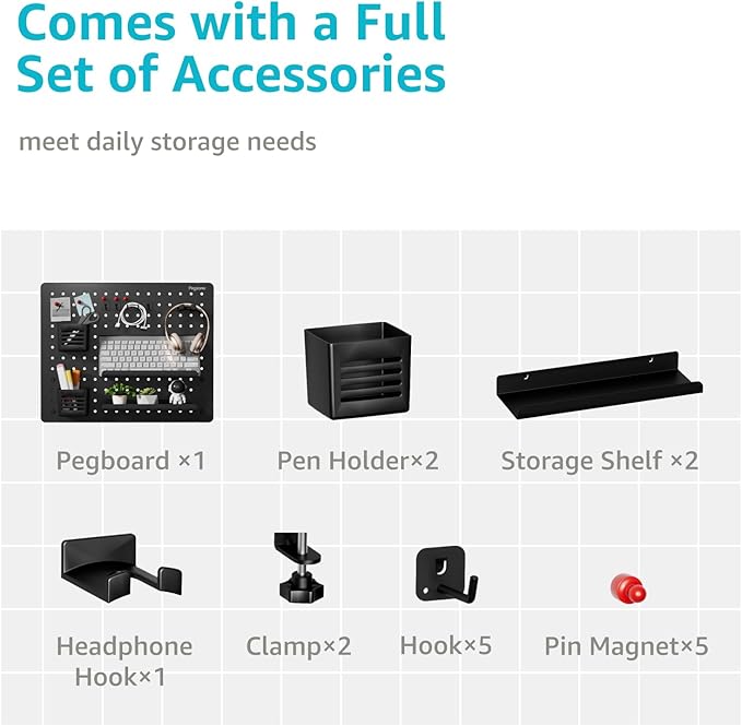 PEGZONE Clamp-on Desk Pegboard, Desk Organizer - Image 5