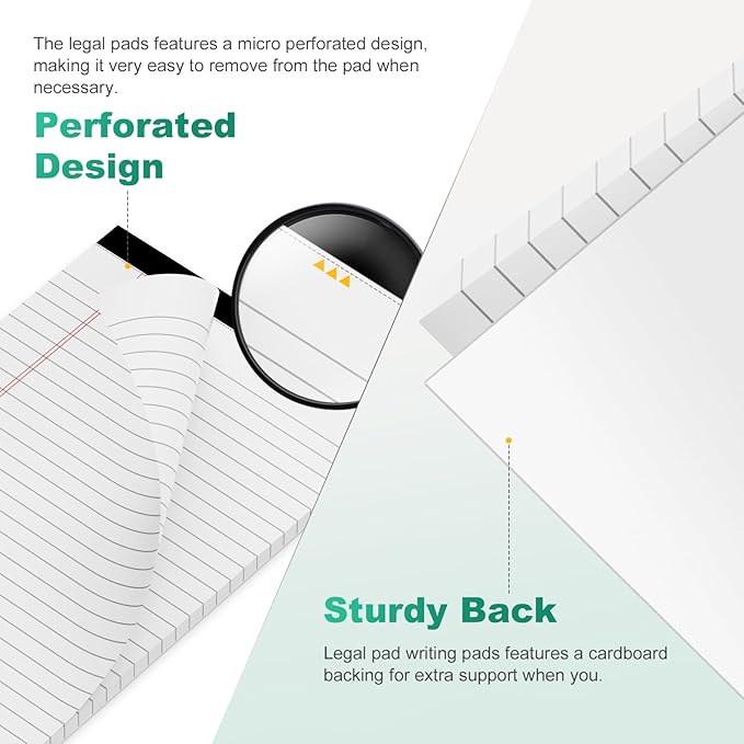 Roneky Legal Pads 5x8 Inch, 4 Pack, Narrow Ruled, 5x8 White Legal Pad, Mini - Image 3