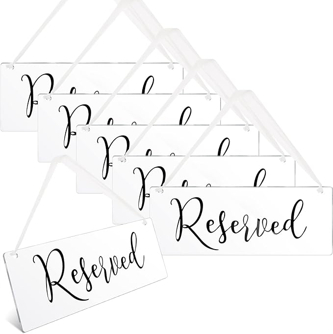 Blulu 6 Pcs Reserved Signs for Wedding Chairs Acrylic Tag Hanging by Blulu