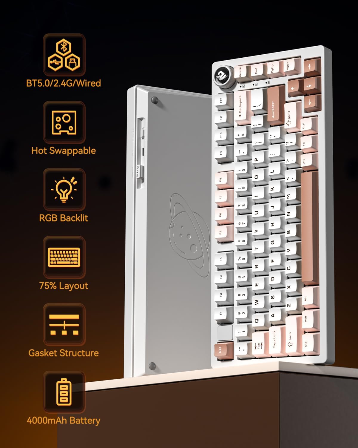 LEOBOG x AULA HI75C Pro PC Gaming Aluminum Alloy Keyboard,Bluetooth/USB-C/Wir...