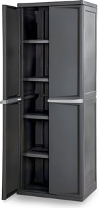 sterilite 4 shelf cabinet, lockable utility storage, gray, main product view