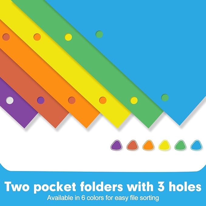 Two Pocket Portfolio Folders, PANDRI 60 Pack 3 Hole Punched 2 Pocket Folders - Image 5