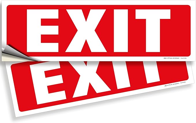 iSYFIX Exit Signs Stickers – 2 Pack 12x4 Inch – Premium Self-Adhesive Vinyl by iSYFIXPREMIUMSIGNS