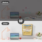 EASEPRES 5 Pocket Mesh Hanging Wall File Organizer, Wall Mounted Mail Paper - Image 2
